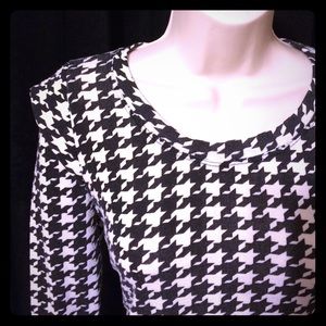 Houndstooth top with layered shoulder detail